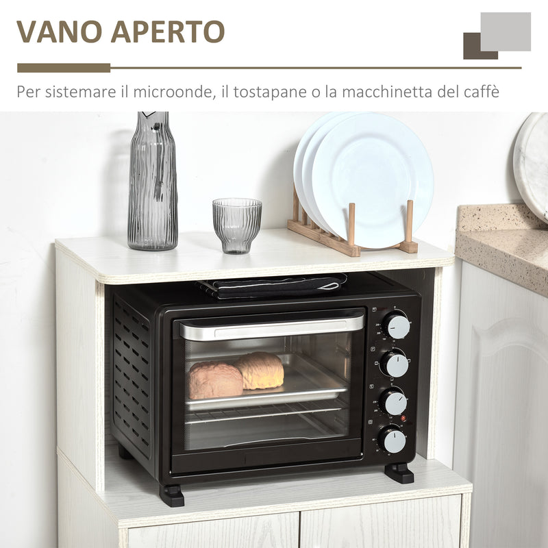 Mobile da Cucina Credenza con Ruote e Ripiano 60,4x40,3x97 cm in Legno Truciolare Bianco-5