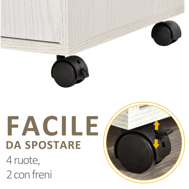 Mobile da Cucina Credenza con Ruote e Ripiano 60,4x40,3x97 cm in Legno Truciolare Bianco-6