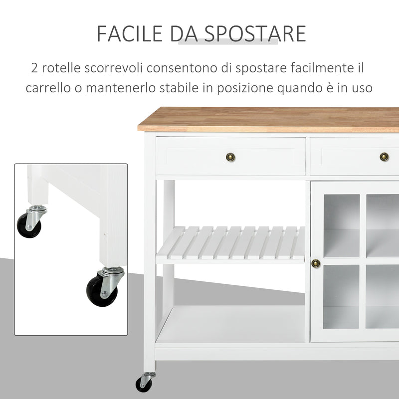 Mobiletto Carrello da Cucina 116,5x48x86,5 cm in MDF con Cassetti e Mensole  Bianco-6