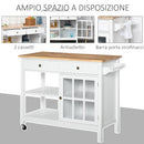 Mobiletto Carrello da Cucina 116,5x48x86,5 cm in MDF con Cassetti e Mensole  Bianco-7