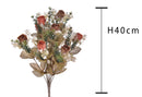 2 Bouquet Artificiali con 9 Bocci di Rosa Romantica Altezza 40 cm Marrone/Ciliegia/Bordeaux-2