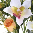 2 Bouquet Artificiali Frontale di Cymbidium e Rose Altezza 43 cm Rosa-3