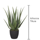 Aloe Artificiale con Vaso, 24 Foglie Altezza 70 cm Verde-2