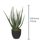 Aloe Artificiale con Vaso, 17 Foglie Altezza 55 cm Verde-2