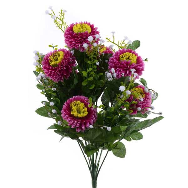 Set 4 Bouquet Artificiali di Aster Pon Pon Altezza 42 cm Viola sconto