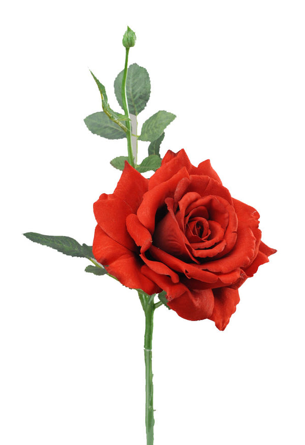 acquista Set 4 Rose Artificiali Regina Altezza 42 cm Rosso