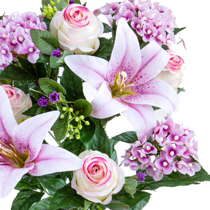 Bouquet Artificiale Lilium/achillea 50 cm Rosa-2