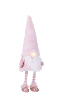 Pupazzo Natalizio Elfo con Molla e Led 45 cm in Tessuto e Plastica Bianco e Rosa-1