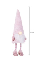 Pupazzo Natalizio Elfo con Molla e Led 45 cm in Tessuto e Plastica Bianco e Rosa-2