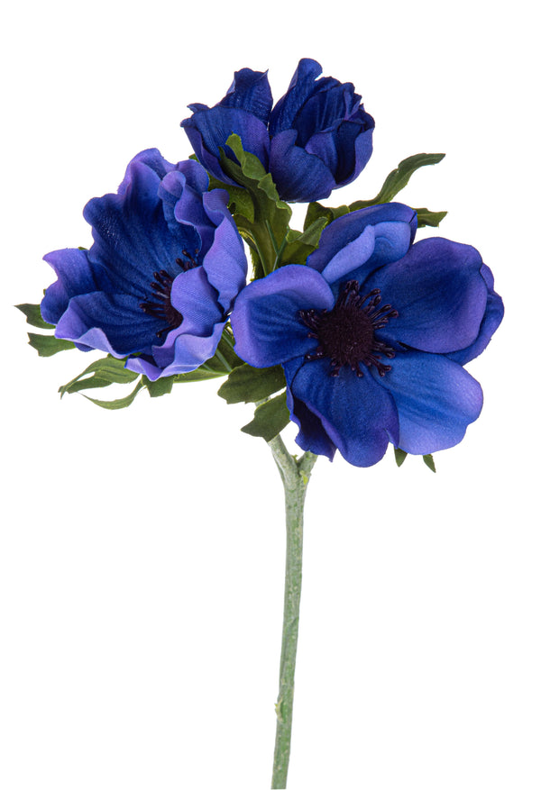 prezzo Set 8 Fiori Artificiali di Anemone Composta da 3 Fiori Altezza 46 cm Blu