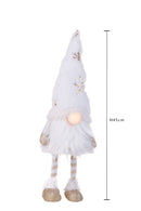 Pupazzo Natalizio Elfo con Molla e Led 45 cm in Tessuto e Plastica Bianco e Oro-2