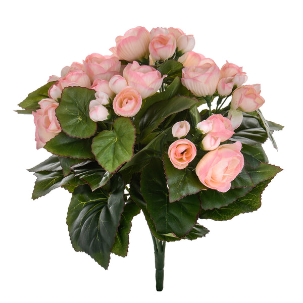 acquista Set 3 Bouquet Artificiale di Begonia Altezza 28 cm marrone