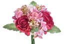 2 Bouquet Artificiali Rose con Ortenzie Altezza 30 cm Rosa-1