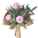 Bouquet Artificiale Romantico con Rose Altezza 30 cm Rosa-1