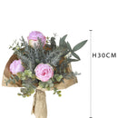 Bouquet Artificiale Romantico con Rose Altezza 30 cm Rosa-2