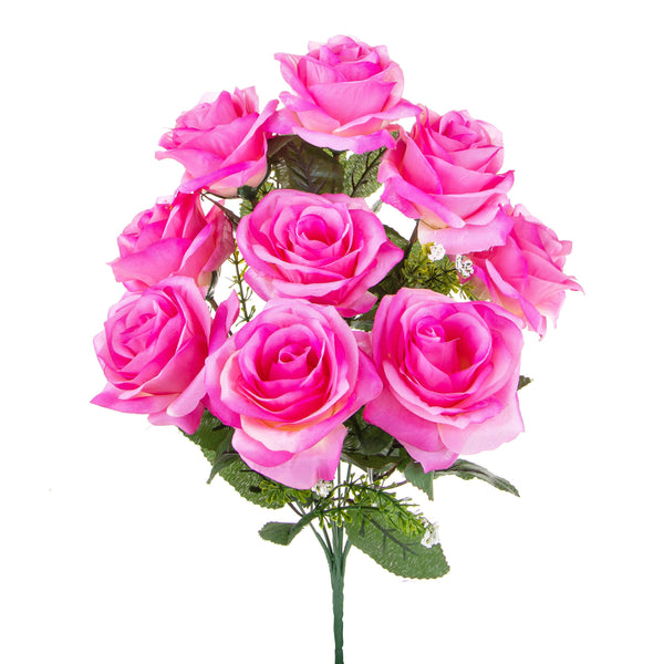acquista Set 3 Bouquet Artificiale con 9 Rose Altezza 43,5 cm Rosa