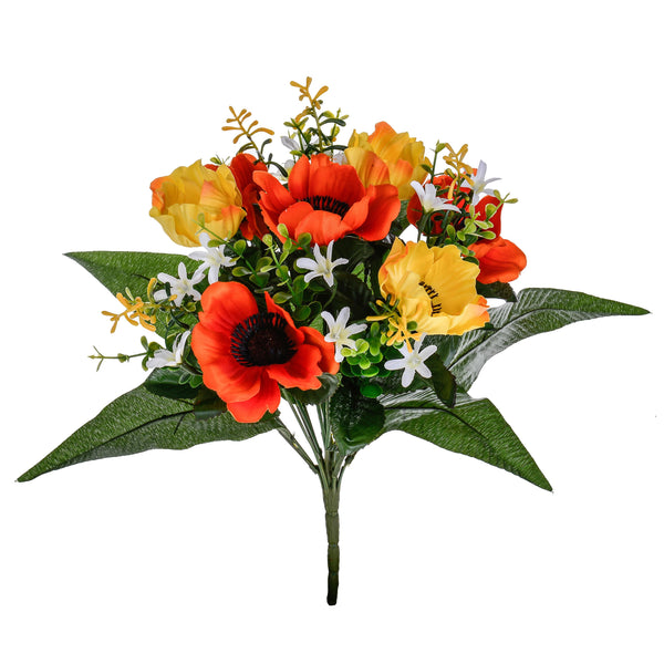 acquista Set 4 Bouquet Artificiali di Anemoni Altezza 34 cm Arancio