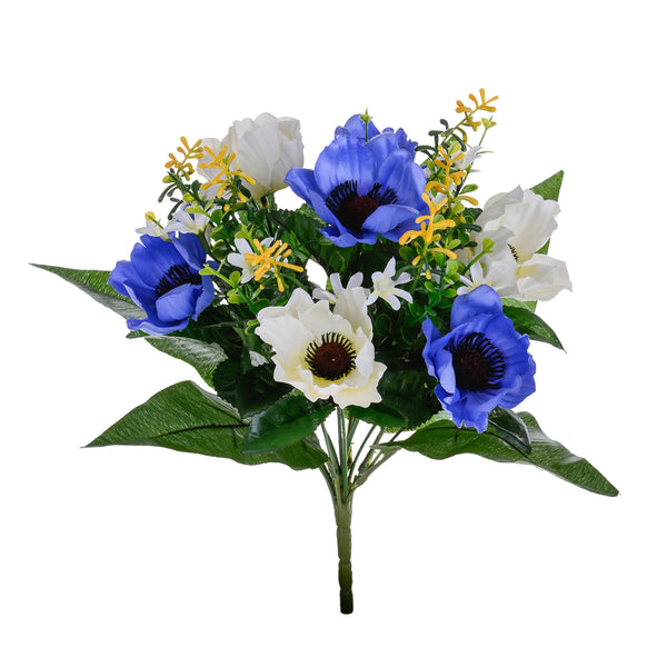 prezzo Set 4 Bouquet Artificiali di Anemoni Altezza 34 cm Blu