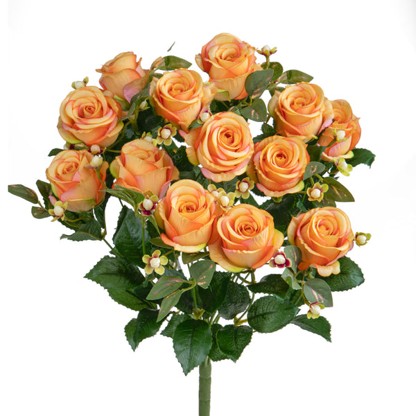 online Set 2 Bouquet Artificiale Rose Boccio/Hiperycum per 13 Fiori Giallo