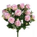 Bouquet Artificiale Rose Boccio/Hiperycum per 13 Fiori Rosa-1