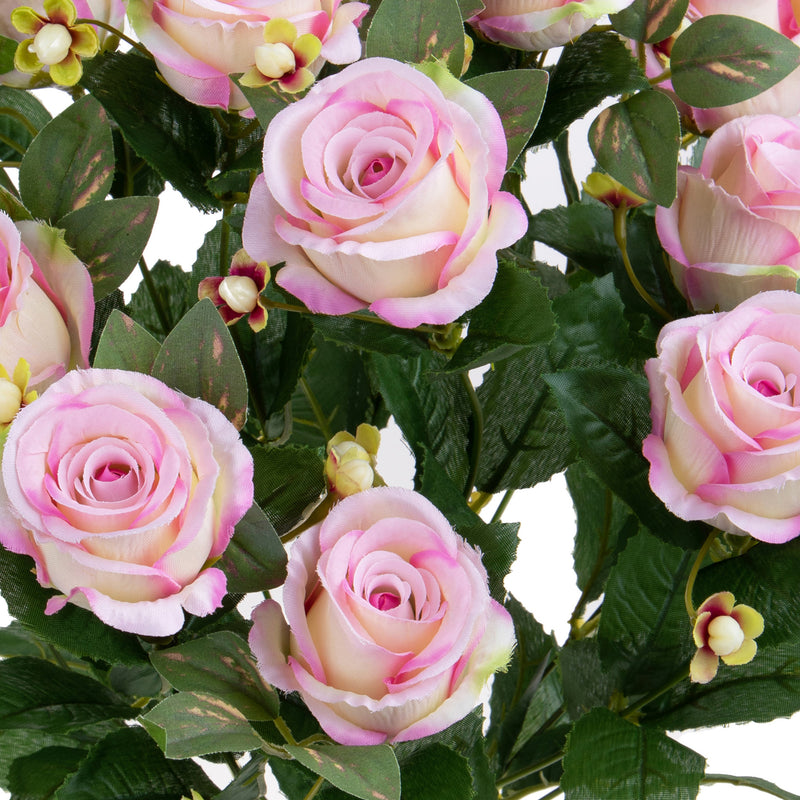 Bouquet Artificiale Rose Boccio/Hiperycum per 13 Fiori Rosa-2