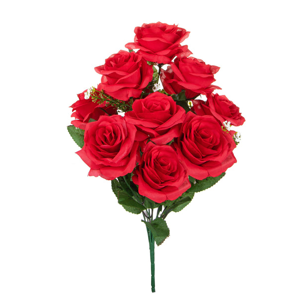 online Set 3 Bouquet Artificiale con 9 Rose Altezza 43,5 cm Rosso