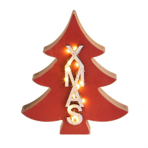 Mini Albero di Natale Decorativo con Led Xmas 18 cm Rosso sconto