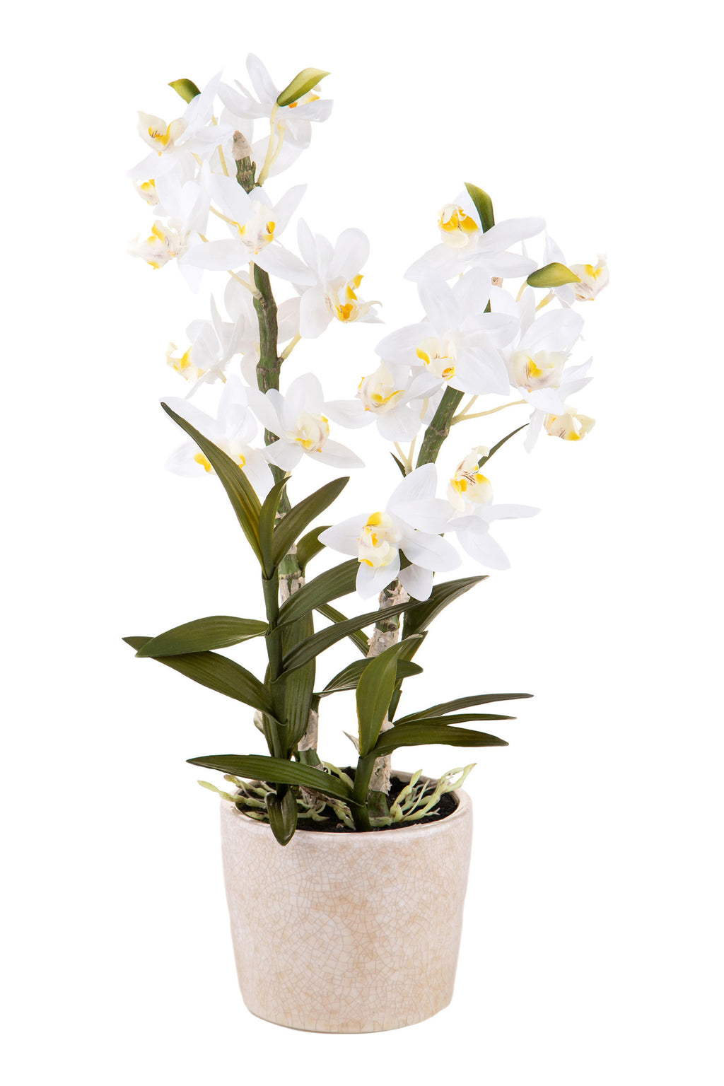 Vaso per orchidee finte, bianco