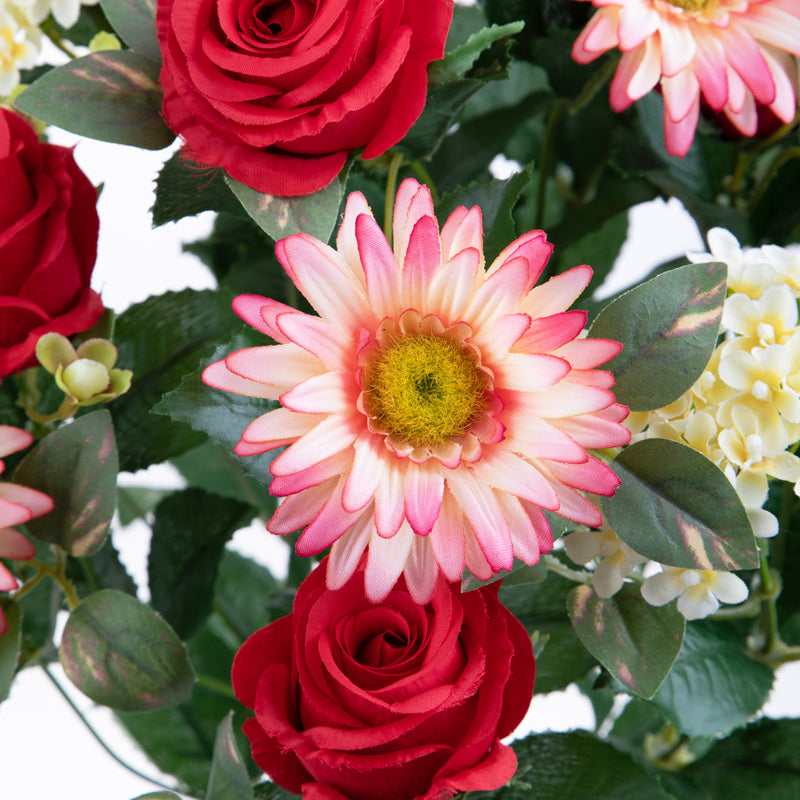 Bouquet Artificiale Rose/Gerbera per 16 Fiori rosso-2