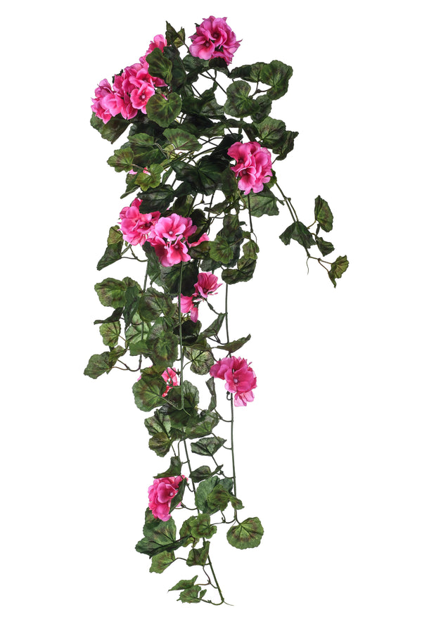 Set 2 Cespuglio di Geranio Artificiale Pendente Altezza 80 cm Rosa acquista