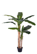 Banana Artificiale a 2 Diramazioni in Vaso Altezza 135 cm Verde-1