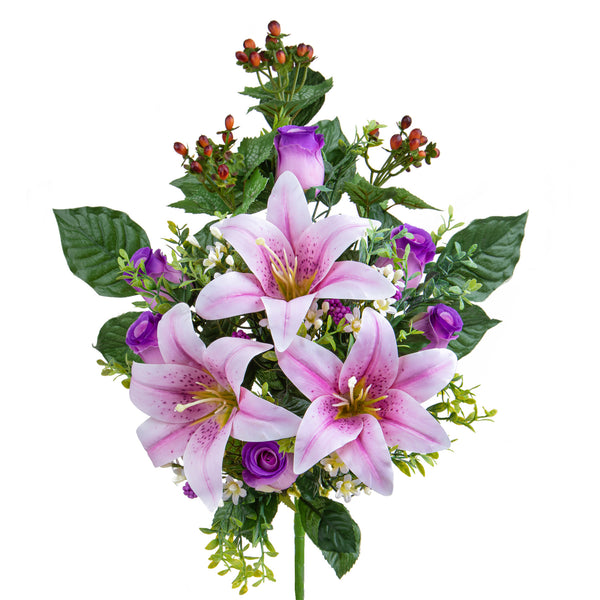 Set 2 Frontale Artificiali Lilium/Rose 54 cm Viola acquista