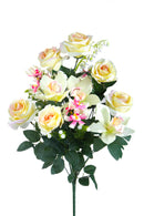 Bouquet Artificiale Composto da 14 Fiori Artificiali di Rose e Orchidee Altezza 56 cm -1