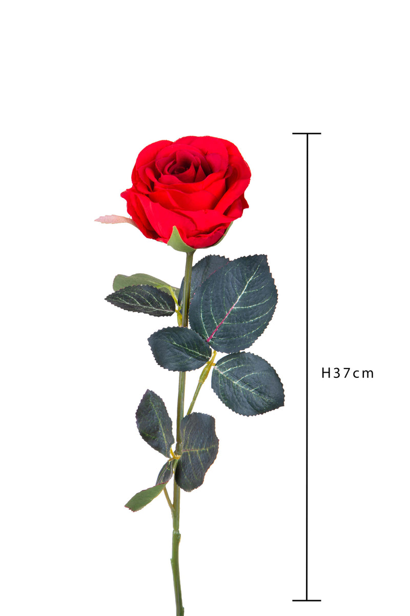 6 Rose Artificiali Semi Aperta Altezza 37 cm Rosso-2