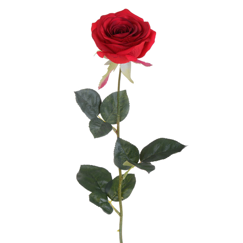 4 Rose Artificiali Aperta Altezza 74 cm Rosso-1