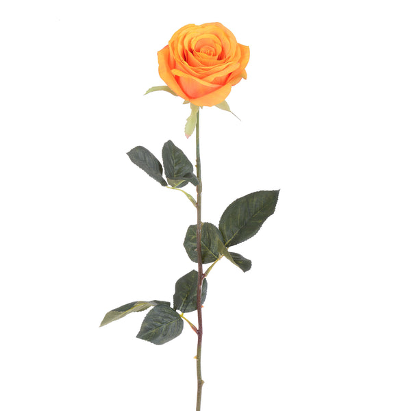 acquista Set 6 Rose Artificiali Aperta Altezza 74 cm Arancio
