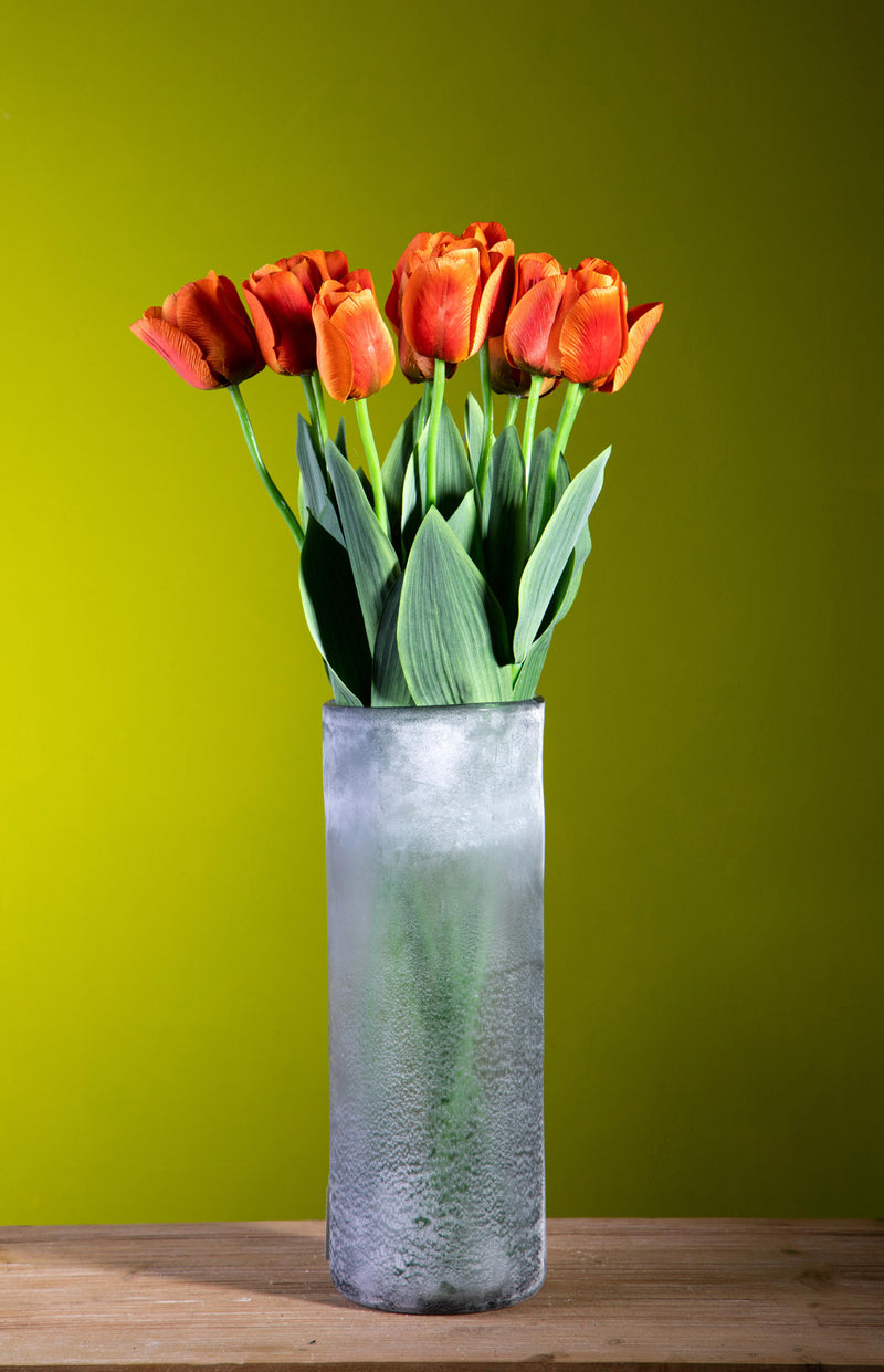4 Tulipani Artificiali con Foglie Altezza 67 cm Arancio-4