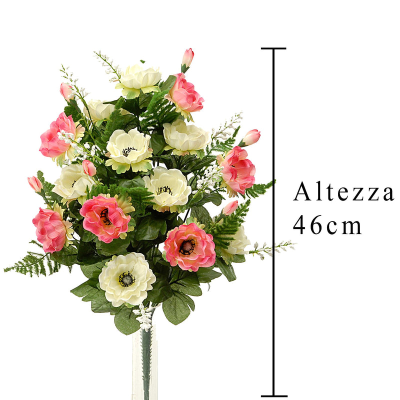 Set 2 Bouquet Artificiale Composto di 14 Fiori Artificiali di Anemone  Altezza 46 cm Rosa – acquista su Giordano Shop