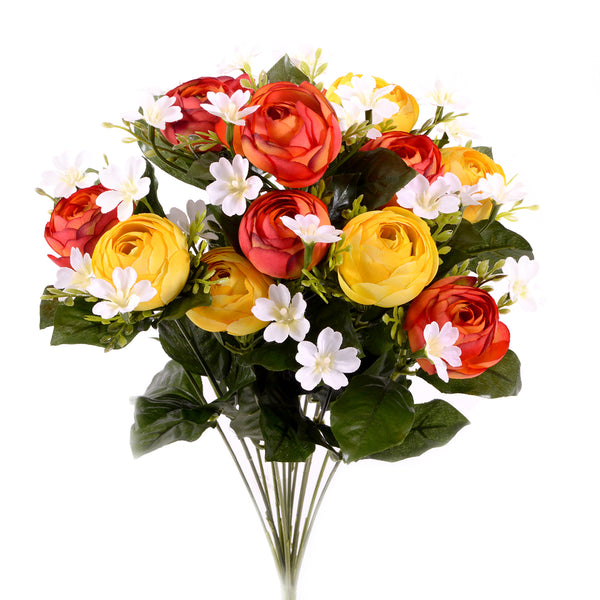 Set 2 Bouquet Artificiale di Ranuncoli Composto da 13 Fiori Altezza 44 cm Arancio online