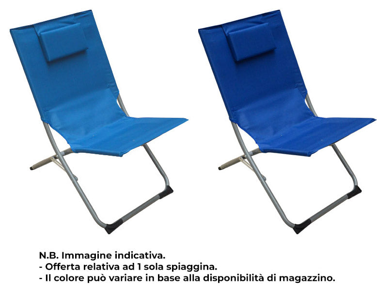 Spiaggina Sedia Prendisole Pieghevole in Metallo e Textilene Vanzetti Otranto Blu-2