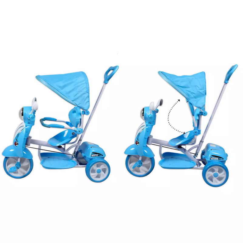 Triciclo a Spinta Seggiolino Reversibile per Bambini Kids Joy Scooter Boy Blu-2