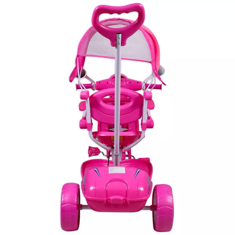 Triciclo a Spinta Seggiolino Reversibile per Bambini Kids Joy Scooter Girl Rosa-3