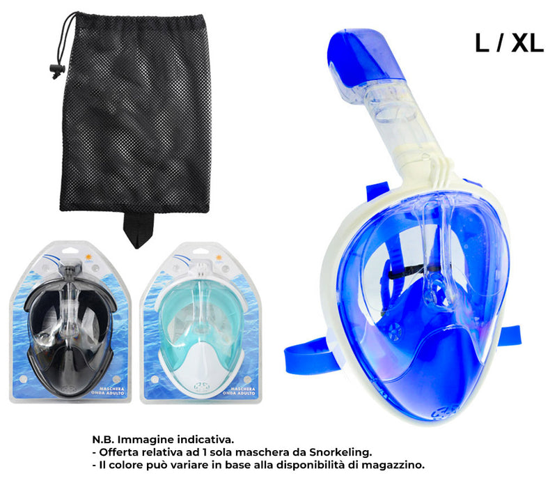 Maschera da Immersione Snorkeling Integrale 180° L/XL per Adulto Vanzetti Blu-2