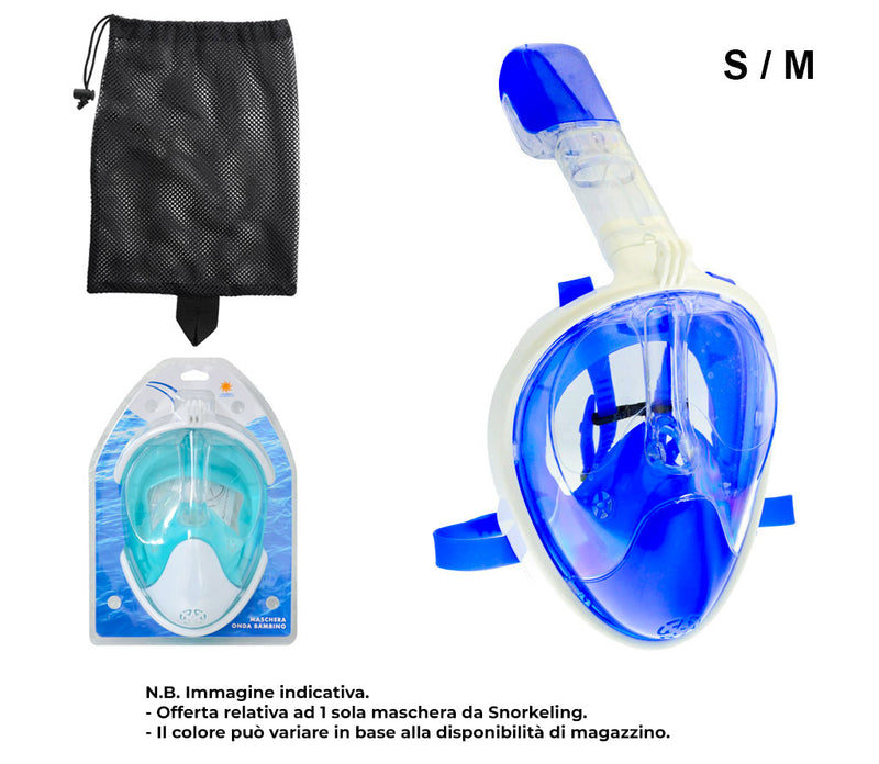 Maschera da Immersione Snorkeling Integrale 180° S/M per Bambino Vanzetti Blu-2
