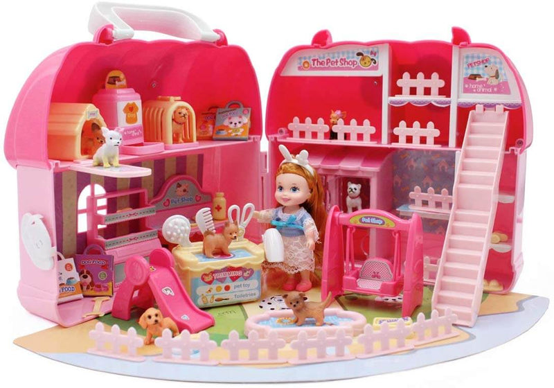Casa delle Bambole Portatile 2 in 1 Kids Joy Valigetta Pet Shop Rosa-2