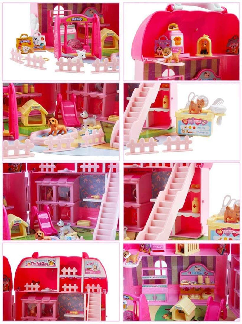 Casa delle Bambole Portatile 2 in 1 Kids Joy Valigetta Pet Shop Rosa-3