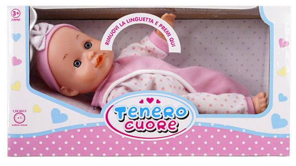 Bambola Bebè Tenero Cuore H26 cm con Vestito Rosa sconto