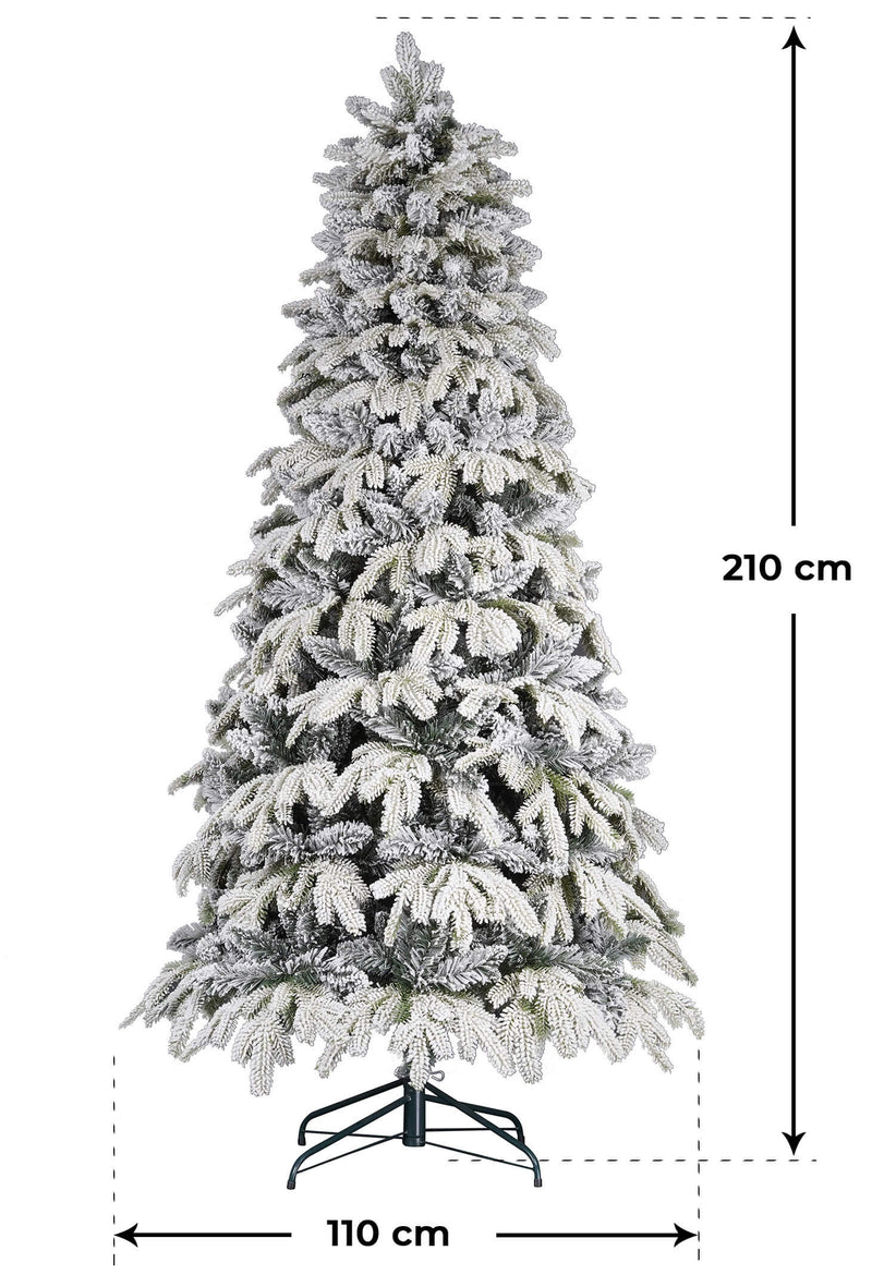 Albero di Natale Artificiale Innevato 210 cm 63 Rami Cipresso Verde-2
