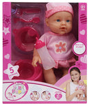 Bambola Bebè Pipì Popò H31 cm con Suoni e Accessori Rosa-1