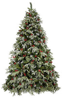 Albero di Natale Artificiale Innevato 210 cm 62 Rami con Pigne e Bacche Pino delle Murge Verde-1
